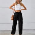 thumbnail image 2 of FAIWAD Jeans Cargo Amples Taille Haute pour Femmes par FAIWAD, Décontracté, Jambe Droite et Grand, 1, Taille g, 2 of 6