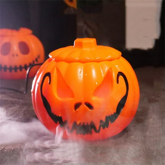 Halloween Misting Pumpkin Jack O Lanterns with Lights,Creepy Ghost Pumpkin with Mist Maker Fogger Table Decor,Spooky Glowing Pumpkins Halloween Autumn Fireplace Mantle Home Party Decor