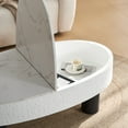 thumbnail image 4 of Kevinplus Oval Coffee Table with Faux Marble Tabletop, Mid Century Modern Coffee Table with Hidden Drawer and Storage Space , Coffee Table for Living Room, Bedroom, Office,White+Black, 4 of 12