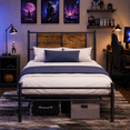 thumbnail image 2 of SESSLIFE Twin Size Bed Frame with Headboard, Metal Platform Bed Frame with Wood Panel, Noise Free Steel Slat Support, No Box Spring Needed, Under Bed Storage, 300 LBS, 2 of 9