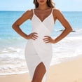 thumbnail image 3 of Dvprdro Womens V Neck Spaghetti Strap Midi Dress Solid Color Sleeveless Beach Swimwear Cover Up Party, 3 of 7