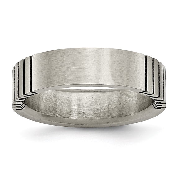 Titanium Flat Grooved 6mm Brushed Band Size: 7; for Adults and Teens; for Women and Men