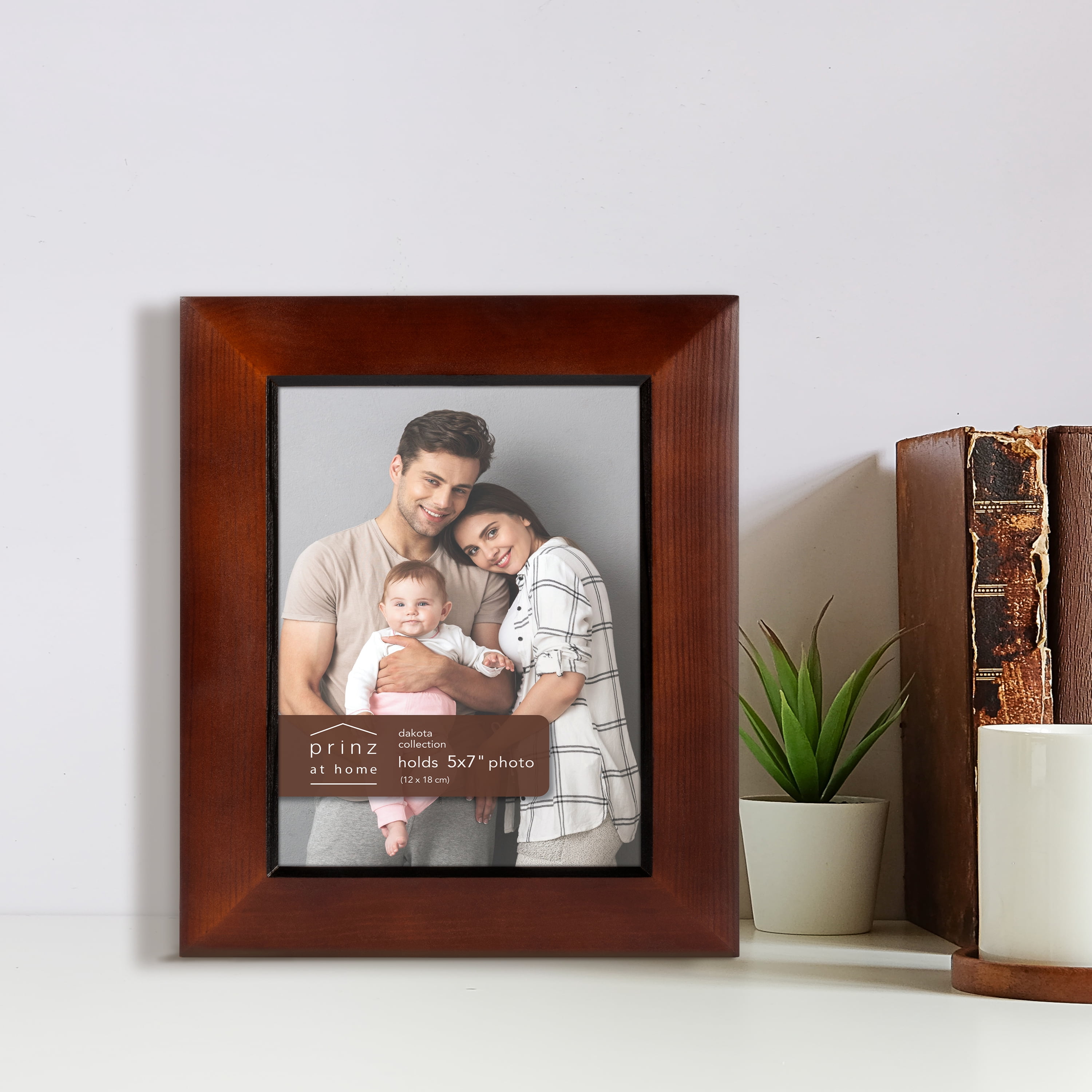 Prinz Dakota Dark Walnut Wood Tabletop Picture Frames, Set of Two, Made for 5”x7” Photos