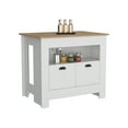 thumbnail image 3 of Dtwnek 35" H Kitchen Island with 2 Doors and 3 Shelves, White+Brown, 3 of 7