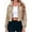 Khaki, variant on Long Sleeve Stand Collar Solid Women Zipper Bomber Jacket Motorcycle Crop Coat