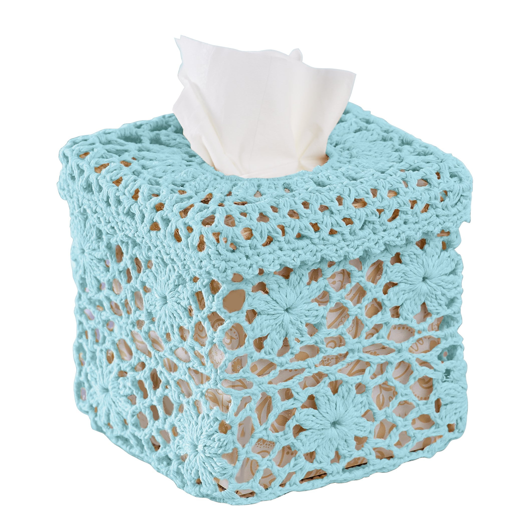 Crochet Boutique Flower Patterned Tissue Box Cover