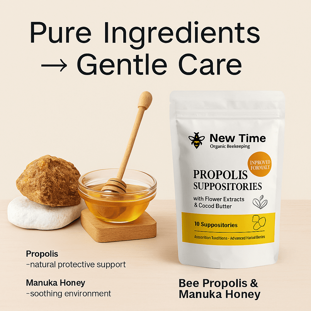 3-Pack Propolis & Manuka Honey Suppositories, Clean Botanical Formula for Men & Women