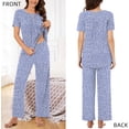 thumbnail image 2 of DreamFish Women's Pajama Set 2 Piece Sleepwear Henley Neck Short Sleeve Top and Long Pants with Pockets, 2 of 6