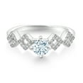 thumbnail image 2 of Gem Stone King 0.88 Ct Round Sky Blue Aquamarine 925 Sterling Silver Ring (Size 6), 2 of 3