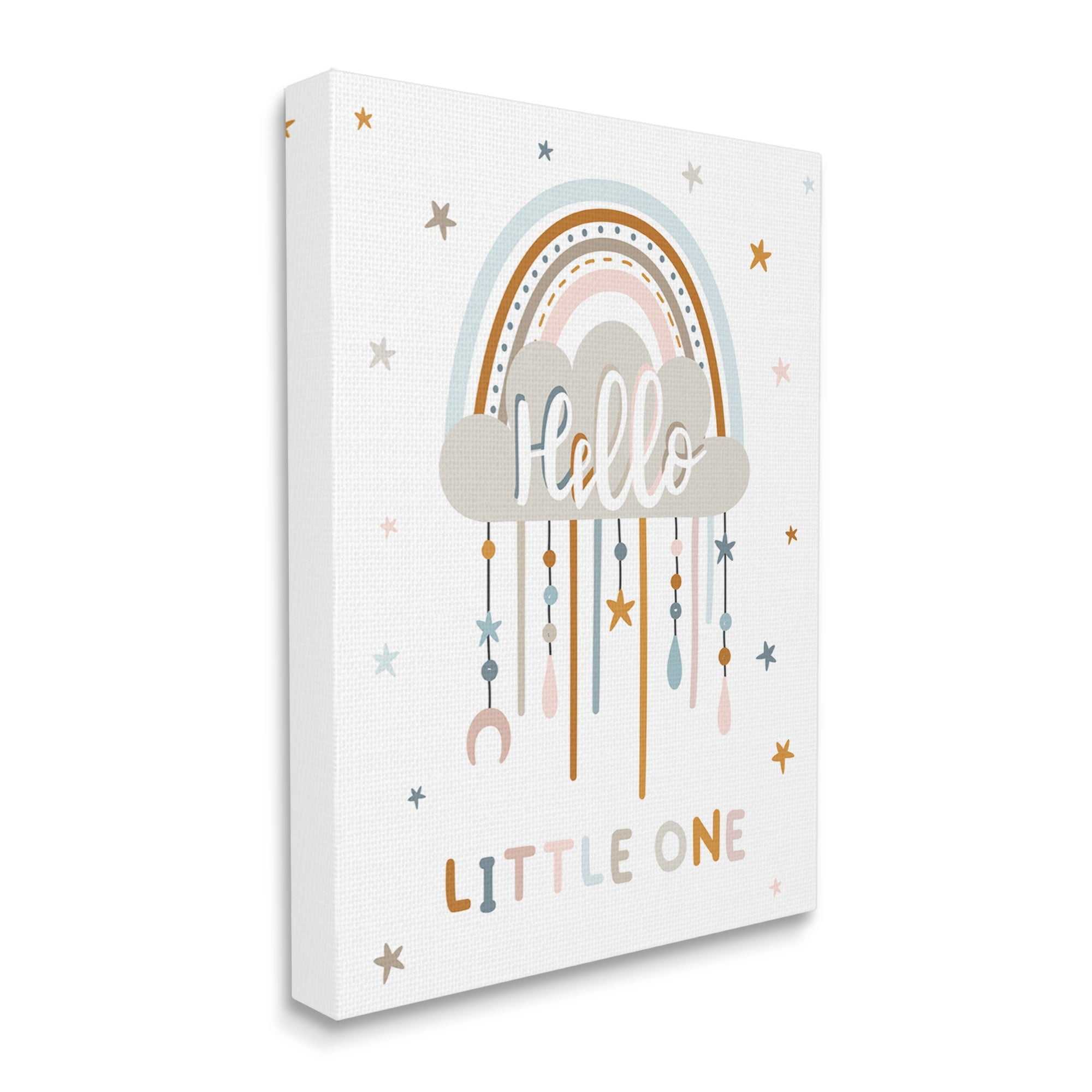 Stupell Industries Hello Little One Patterned Stars Nursery Rainbow Graphic Art Gallery Wrapped Canvas Print Wall Art, Design by Angela Nickeas