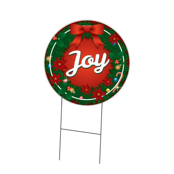 SignMission C-24-CIR-DS-WS- Joy 24 in. Double Sided Corrugated Circular Plastic Sign - Joy