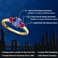 thumbnail image 2 of Gem Stone King 18K Yellow Gold Plated Silver Blue Iolite and Red Ruby Engagement Ring for Women | 1.15 Cttw | Oval Checkerboard 7X5MM | Gemstone Birthstone | Size 9, 2 of 6