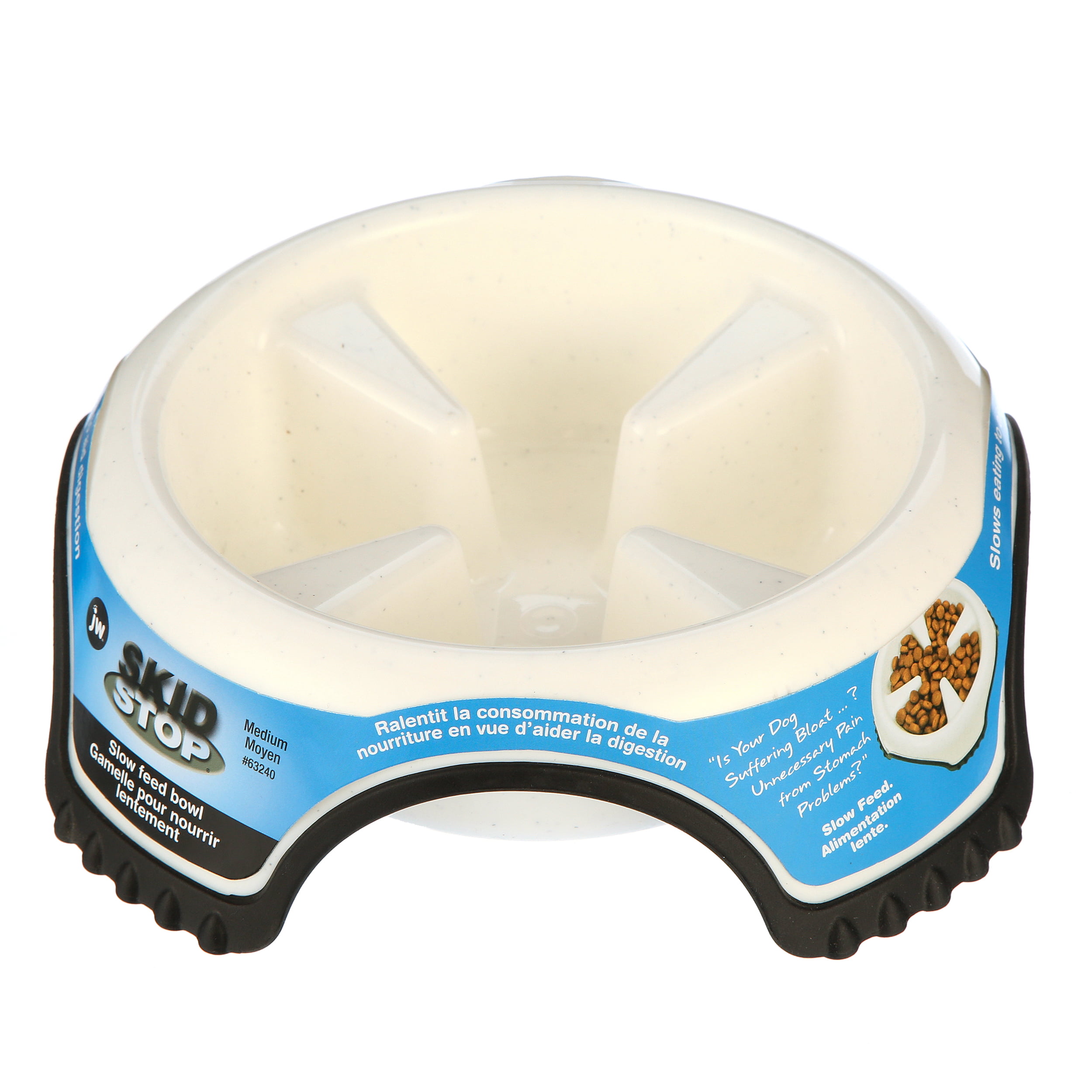 JW Pet Skid Stop Non-Skid Plastic Slow Feeder Dog Bowl, Large (Assorted)