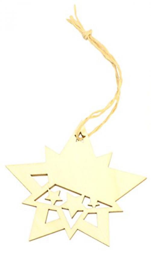 Wood Laser-Cut Natural Delicate Nativity Star Ornament Buy $10=Free Shipping 