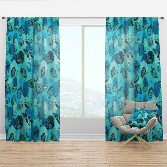 Designart 'Costal Life Form X' Nautical & Coastal Curtain Panel