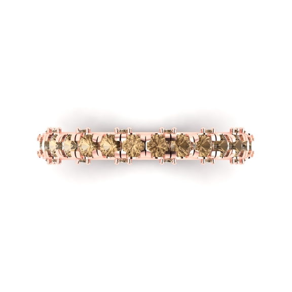 3.13 ctw Wedding Band for Women - 18K Rose Gold Simulated Champagne Diamond Stackable Eternity Ring