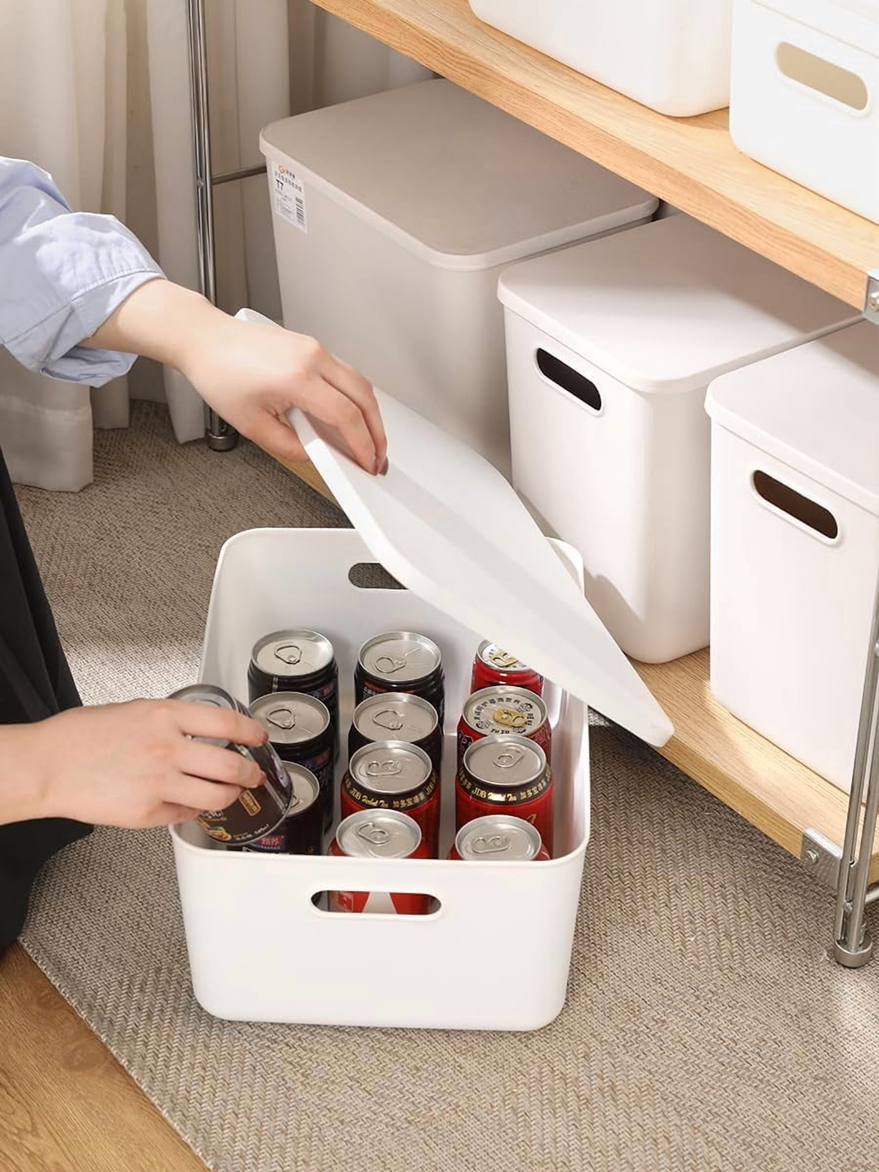 6Pack 7.8QT White Plastic Storage Bin With Lid, 11.8 in x 8.1 in x 8.1 in