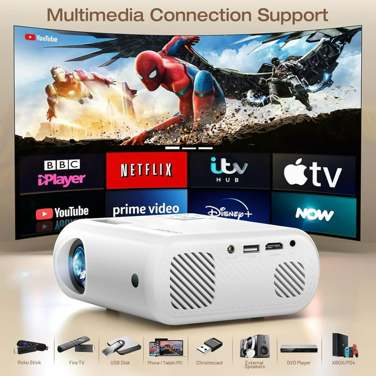 ClokoWe Mini Projector, Upgraded Portable Projector with 9000 Lux and Full HD 1080p, Compatible with iOS/Android Phone/Tablet/Laptop/PC/TV Stick/Box ClokoWe Mini Projector, Upgraded Portable Projector with 9000 Lux and Full HD 1080p, Compatible with iOS/Android Phone/Tablet/Laptop/PC/TV Stick/Box