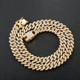 thumbnail image 4 of Cuban Link Chain for Mens, Iced Out Miami Cuban Necklace Bling Diamond Hip Hop Jewelry for Women,Gold， 24in, 4 of 4