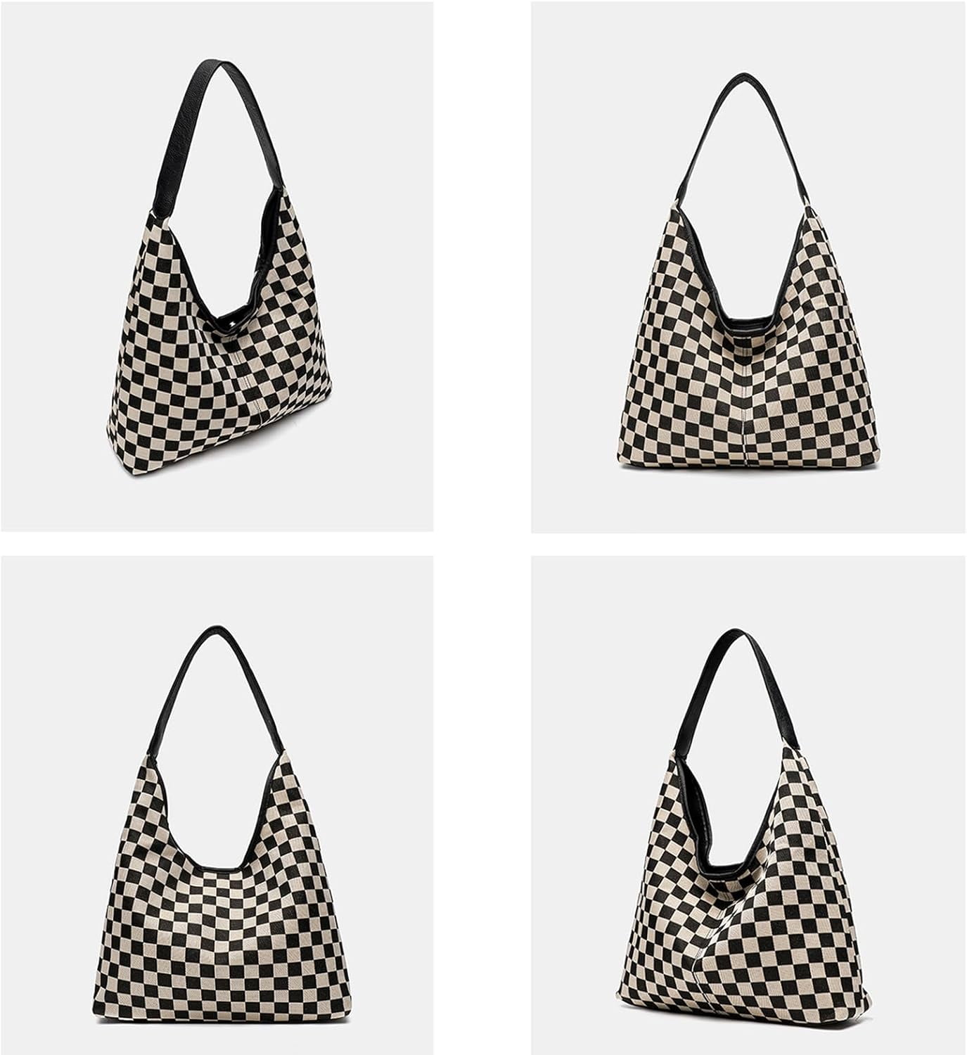 Sdmnsg-T Slouchy Shoulder Bag Checkered Y2K Hobo Tote Bag for Women Vintage Checkerboard Large Capacity Crossbody Purse Casual Retro For Mom,Women