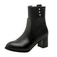 thumbnail image 1 of NECHOLOGY Botas Mujer Adulto Femenino Zapatos Botines de mujer Zapatos de mujer de moda Estilo británico Rhinestone Bowknot Tacón grueso Tacón medio Cremallera trasera sólida Botas (Black, 6.5), 1 of 4