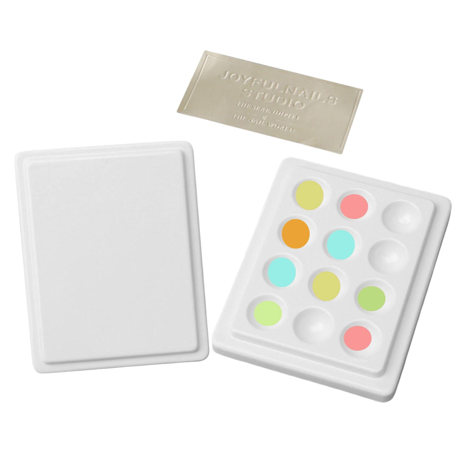 Milageto 2X 12-Well Ceramic Watercolor Paint Palette Mixing Palette with Lid Washable