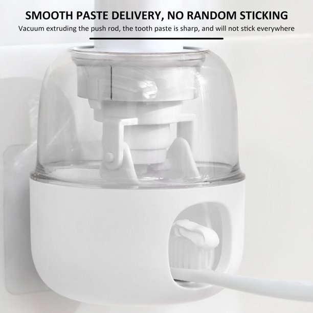 Muyoka Kit exprimidor de pasta de dientes, dispensador automático de pasta de dientes Soporte para cepillo de dientes montado en la pared Ranura para cepillo de dientes manos libres para baño Muyoka Hogar