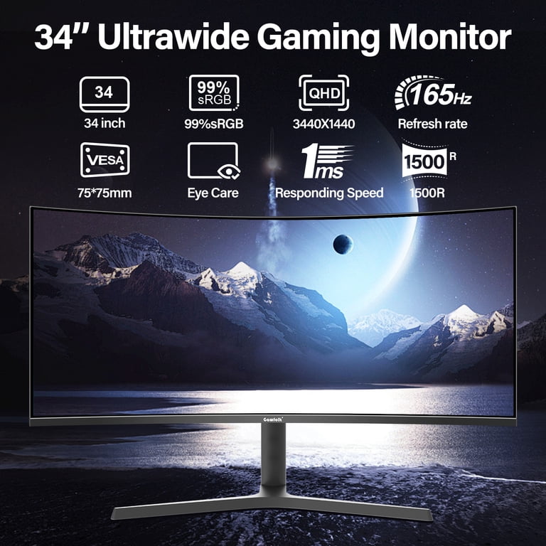 Gawfolk 34" Curved Ultrawide Gaming Monitor photo 4