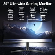 Gawfolk 34 Inch Curved Gaming Monitor 165hz Ultrawide, WQHD 3440x1440, Screen PC Computer, 1500R,21:9