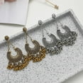 thumbnail image 4 of Bollywood Jhumka Jhumki Indian Earrings for Women Vintage Mexico Gypsy Stetament Chandelier Style Ethnic Dangle Earring Tassel Bell Drop Bohemian Fashion Gift Christmas Oxidized Jewelry, 4 of 13