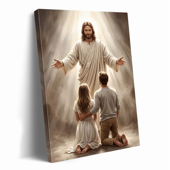 Jesus Christ Wall Art, Christian Print, Religious Home Decor, Spiritual Faith Couple Poster, Blessed Family Inspirational Art