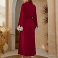 thumbnail image 5 of Women's Floor Length Robe Lace Trim Long Sleeve Belted Nightgown Sleepwear Elegant Nightdress for Women, 5 of 6
