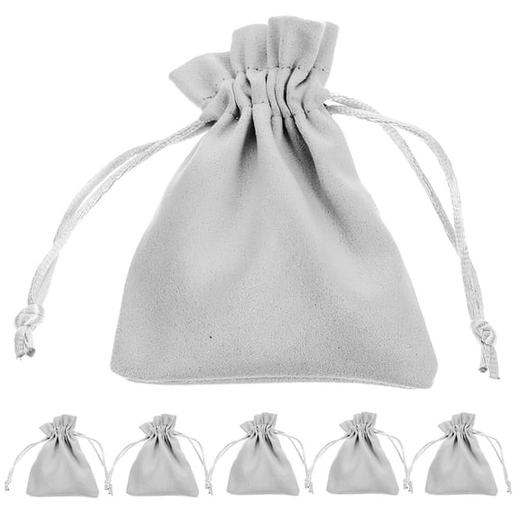 MOKKHNB 6Pcs Treat Storage Drawstring Bags Light Grey for Candy Chocolates Snack Packaging