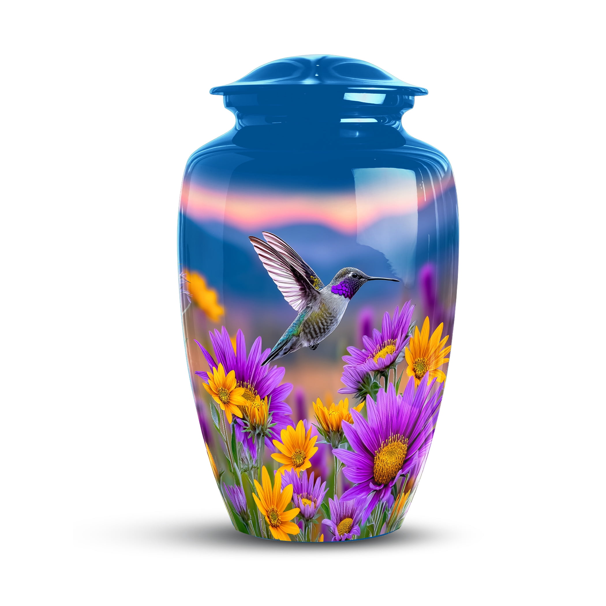 Hummingbird Urns For Ashes For Adult Male Dad - Flower Cremation Urn For Human Ashes Adult Female - Large Purple Decorative Urn For Mom - Keepsake Urns For Baby Girls ( Size-10inch 1pc, 3inch 4pc )