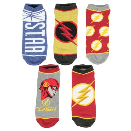 DC Comics The Flash Socks Adult Superhero Character Themed Designs 5 Pack Mix and Match No Show Ankle Socks