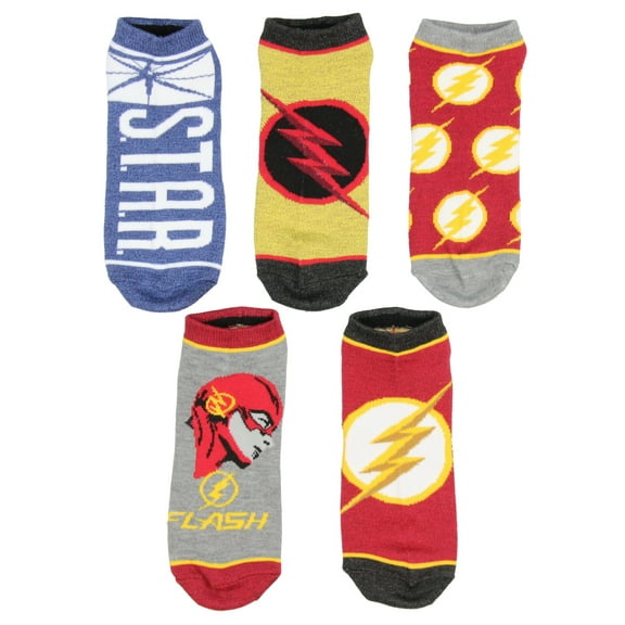 DC Comics The Flash Socks Adult Superhero Character Themed Designs 5 Pack Mix and Match No Show Ankle Socks