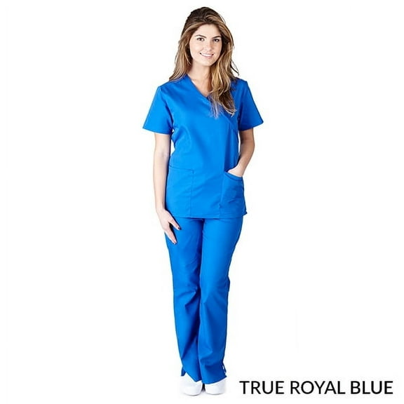 NATURAL UNIFORMS - FREE SHIPPING WOMEN SOLID MOCK WARP TIE BACK SCRUB SET