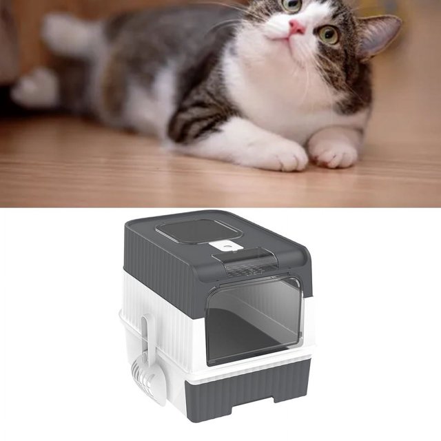 Cat Litter Box, Large Capacity Drawer Design Cat Litter Box with Odor Removal Pack Fully Enclosed Detachable Prevent Leakage Quick Cleanup Hygienic Environment Cat Toilet Box