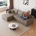 thumbnail image 4 of Lunale 95" L-Shaped Modular Sectional Sofa, No Assembly Required, Boneless Corduroy Cloud Couch for Living Room, Camel(Left Facing Chaise), 4 of 7