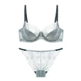 thumbnail image 1 of Gibobby Conjunto Lencería Tanga Y Bralette Pantalones cortos de ropa interior de encaje sexy para mujer con conjunto de sujetador transpirable de pecho lateral(Gris, 70B), 1 of 2