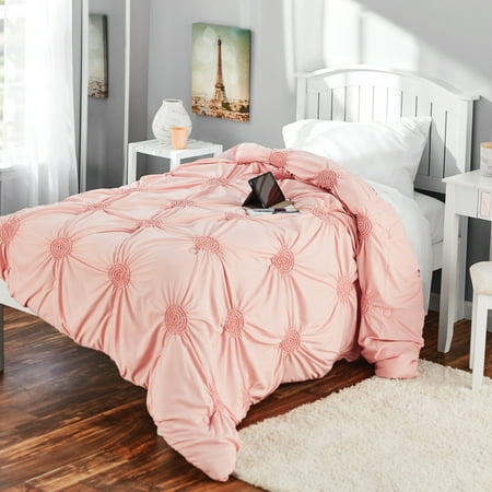 Mainstays Microfiber Twin Or Twin Xl Circle Ruched Solid Comforter