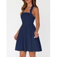 thumbnail image 2 of Merokeety Womens Summer Dresses Halter Neck Ruched Waist A Line Mini Dress Navy xl, 2 of 4