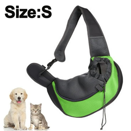 Pet Sling Carrier  Small Dog Cat Sling Pet Carrier Bag Safe Reversible Comfortable Machine Washable Adjustable Pouch Single Shoulder - Green