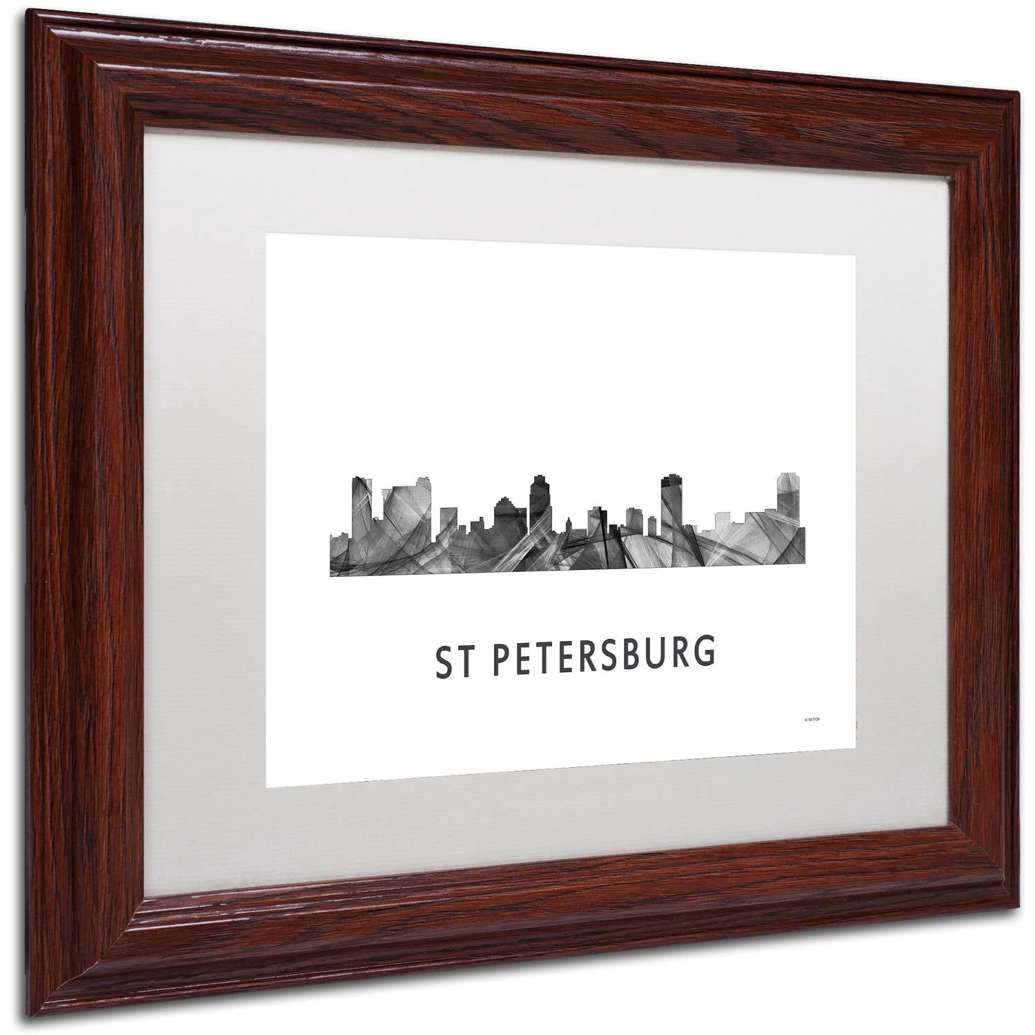 Trademark Fine Art 'St Petersburg FL Skyline WB-BW' Canvas Art by Marlene Watson, White Matte, Wood Frame