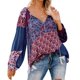thumbnail image 5 of Blusa informal para mujer transpirable agradable a la piel cómoda con estampado floral con cordón cuello en V para ir de compras a la oficina ANGGREK Otros, 5 of 5