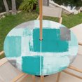 thumbnail image 6 of Round Outdoor Tablecloth with Umbrella Hole and Zipper, Turquoise Grey Ombre Fitted Table Cover with Elastic Edge for 36-44 Inch, Farmhouse Abstract Mottled Art Waterproof Patio Tablecoths for Picnic, 6 of 9