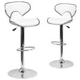thumbnail image 2 of BizChair 2 Pack Contemporary Cozy Mid-Back White Vinyl Adjustable Height Barstool with Chrome Base, 2 of 14