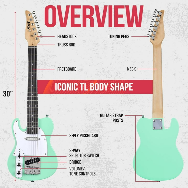 LyxPro Electric Guitar, Left Hand Telecaster Style, Paulownia Body