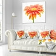 thumbnail image 2 of Designart Large Orange Gerbera on White - Floral Throw Pillow - 18x18, 2 of 4