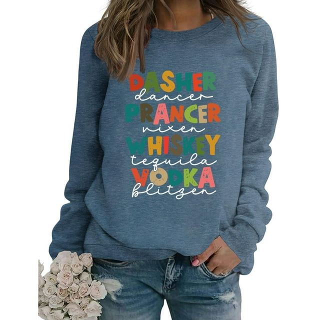 Huaizzzy Chandail en Molleton d'Hiver pour Femmes Mode Festive de Noël Imprimé Col Rond Haut Confortable Chandail en Molleton pour Femmes Chandail en Molleton Floral Décontracté Chandail en Molleton Tricoté Court Ensemble Confortable pour Femmes